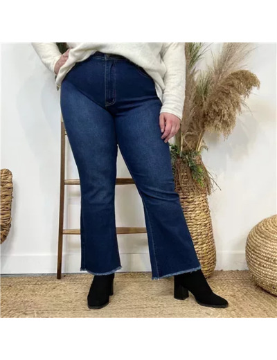 N011- Jean Bootcut éffiloché (T42-T50) (denim foncé)