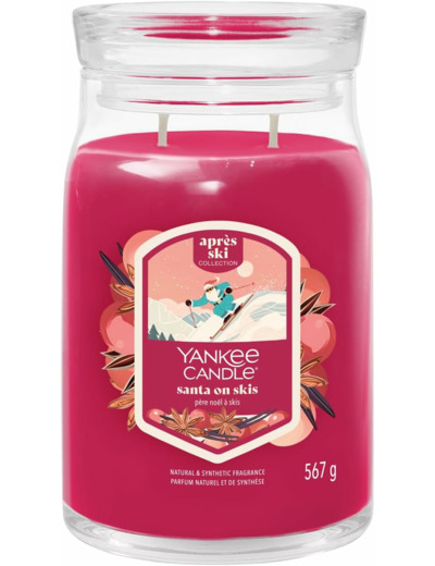 Yankee Candle grande jarre signature père noël a skis. Collection d'hiver 2025 –  avec durée de combustion jusqu'à 90 heures
