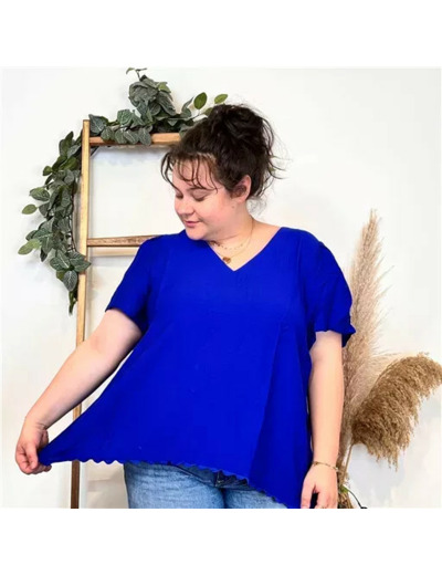 K357- Blouse «By One» (T40-T48) (bleu royal)
