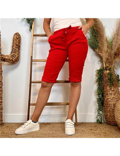 L729- Bermuda Coton Stretch (Tu) (rouge)
