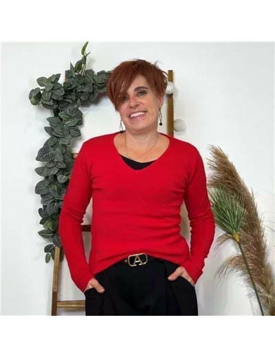 Y254- Pull Laine Cachemire "Tricotonic" (les T36&40) (rouge)
