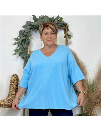 Z125- Pull loose Crop-Top (Gt) 🇮🇹 (bleu turquoise)