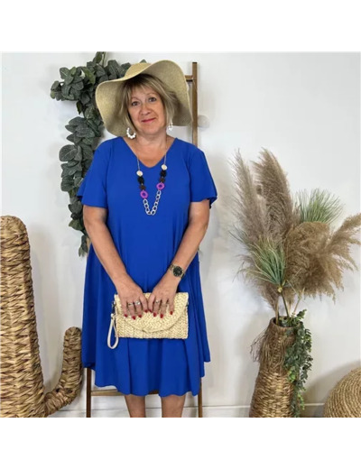 N353- Robe fluide à petit prix (GT) (bleu royal)