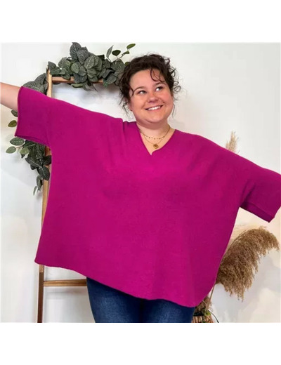 K361- Pull loose Crop-Top (Gt) 🇮🇹 (framboise)