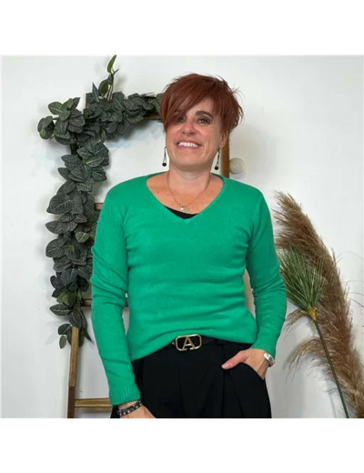 Y254- Pull Laine Cachemire "Tricotonic" (les T36&40) (vert brésil)