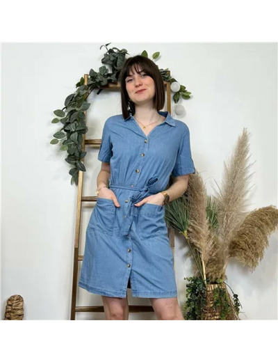 K497- Robe jean "Coline" (T36-T44) (bleu jeans)