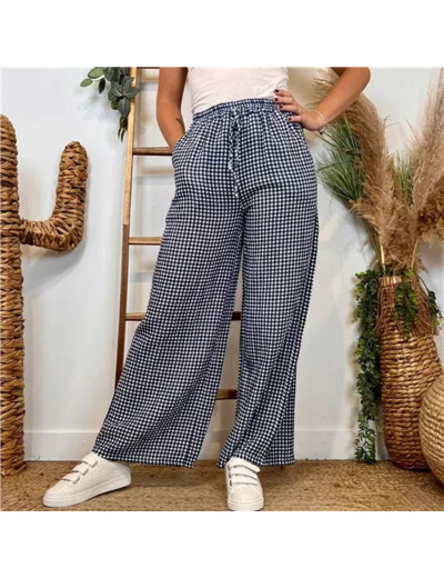 L759- Pantalon Vichy (Tu) 🇮🇹 (marine)