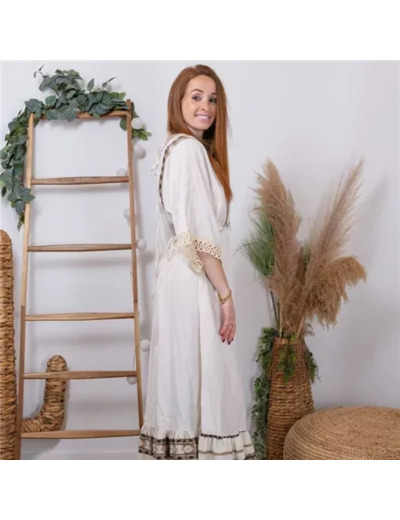 K269- Robe longue Bohême (TU) (taupe)