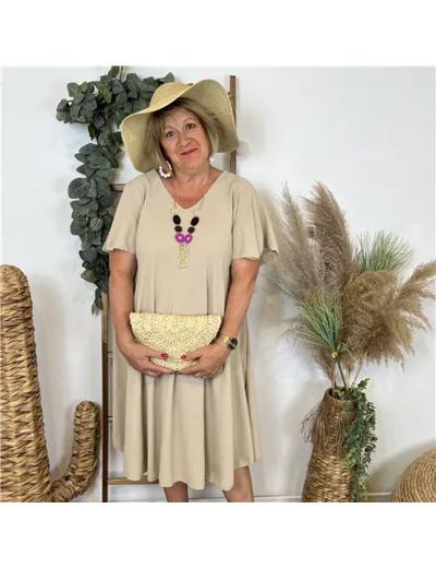 N353- Robe fluide à petit prix (GT) (beige)