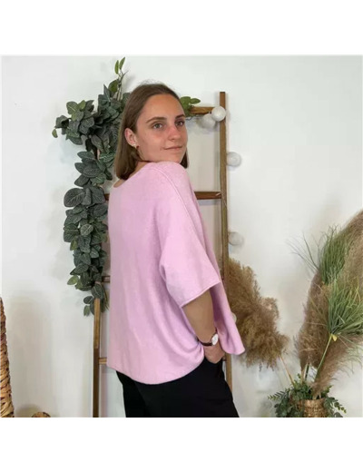 K545- Pull loose Crop-Top (Tu) (rose pâle)
