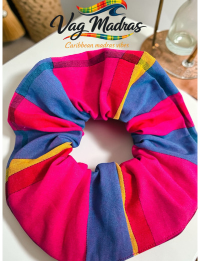 Chouchou / scrunchie en tissu madras multicolore (neuf)