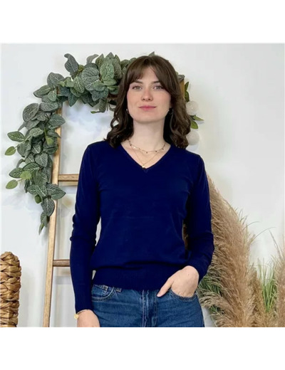 Y372- Pull FIN sans laine «Voggo» (T36-T48) (marine)