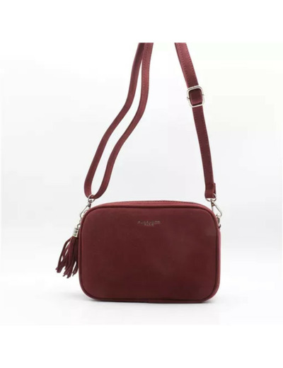 P397- Sac Zippé Pompon aspect Daim Flora & Co (bordeaux)