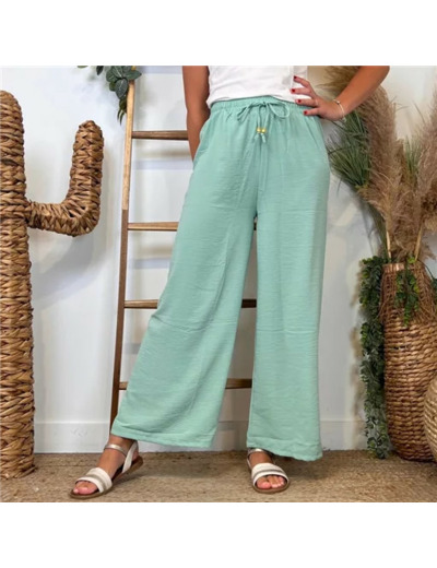 L761- Pantalon flou large 1er PRIX (Tu) (vert d'eau)