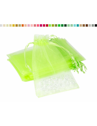 Lot de10 sacs en organza a nouer 7x9 cm pour bijoux vert