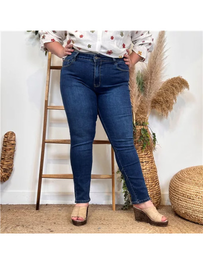 N019- Jean coupe Slim push up (T42-T50) (denim foncé)