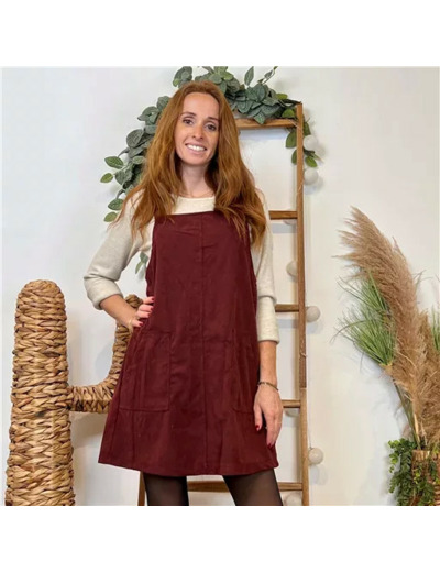 K073- Robe velour "Season" (T36-T40) (bordeaux)