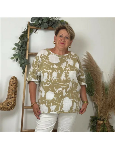 K225- Tunique Fleurie (Tu) (camel)