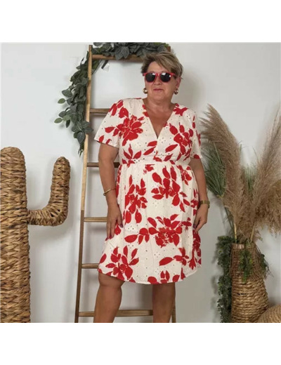 K142- Robe courte « Coton » Maëlle (T40-T48) (blanc)
