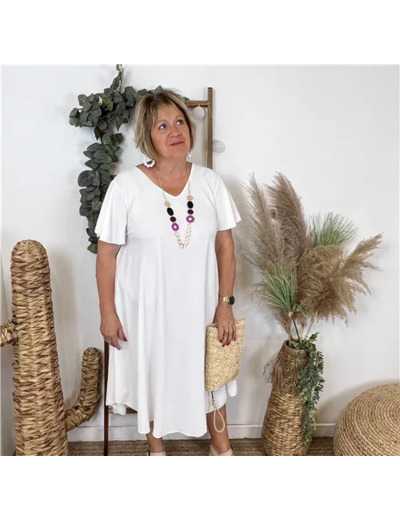 N353- Robe fluide à petit prix (GT) (blanc)