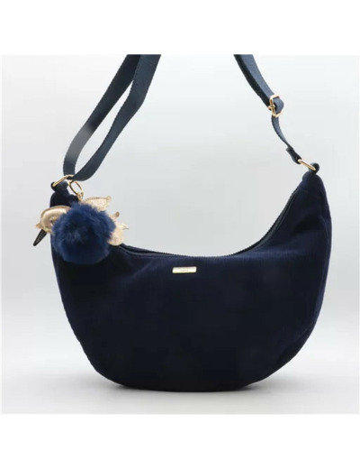P403- Banane Velour cotelé Flora & Co (marine)