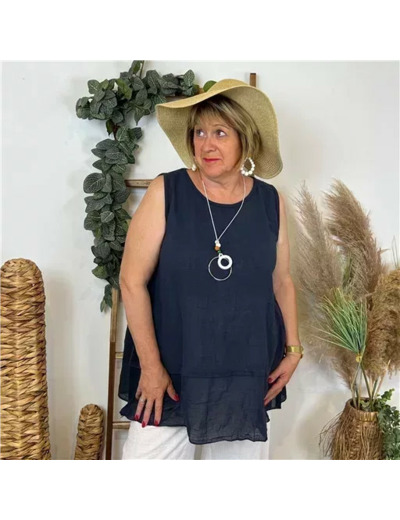 Z158- Debardeur coton (Gt) (marine)