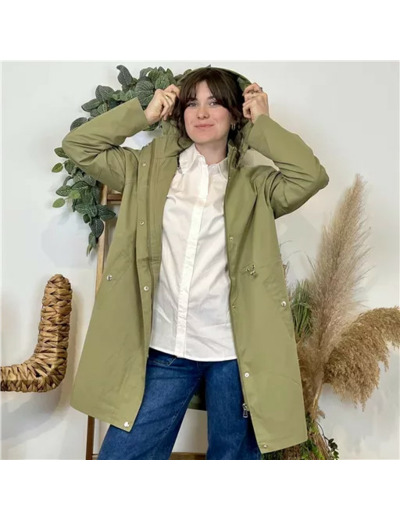 K008-Imperméable mi-long à capuche (kaki)