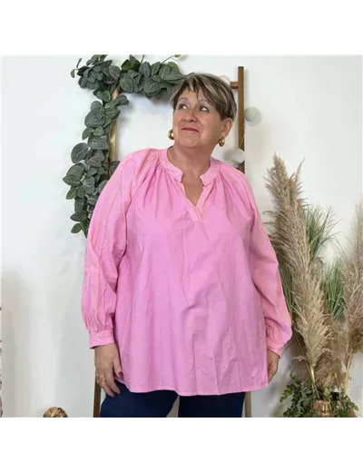 K524- Blouse brodée coton (Gt) 🇮🇹 (rose bébé)
