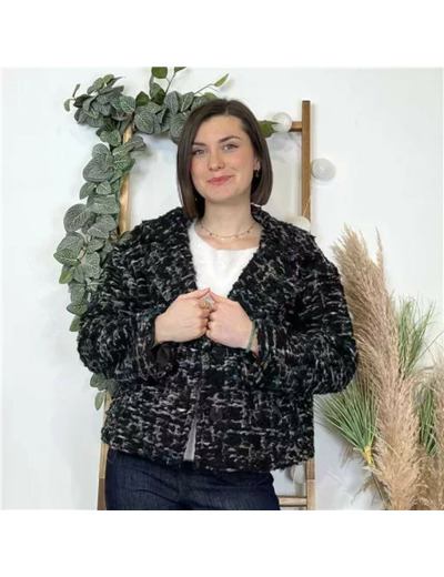K681- Veste Laine Chiné (Tu)  🇮🇹 (noir)