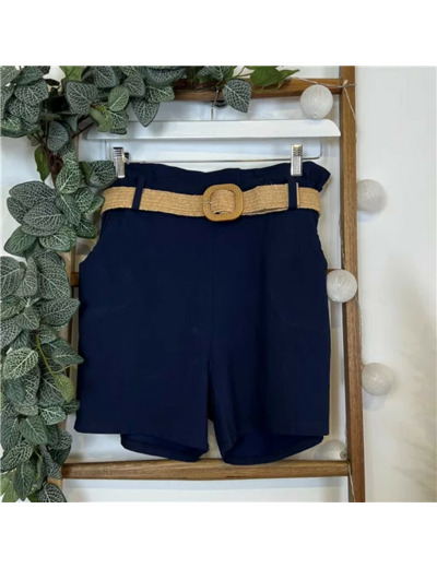 N983- Short avec ceinture (Tu) (marine)