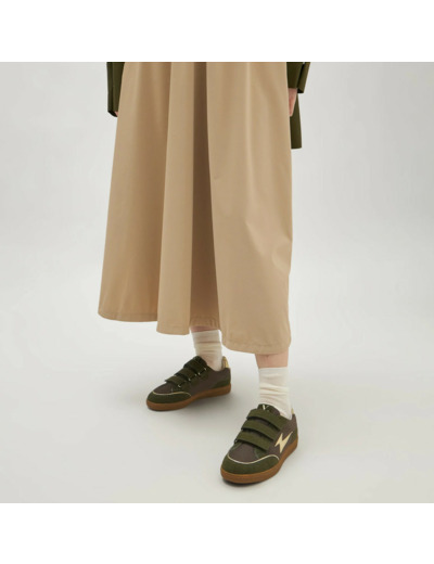 Baskets éclair vert kaki et or à semelle rétro - Osana - Vanessa Wu