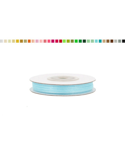 Ruban organza 3mm de large bobine de 50 metres de long bleu ciel