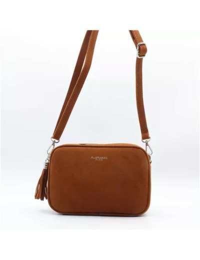 P397- Sac Zippé Pompon aspect Daim Flora & Co (camel)