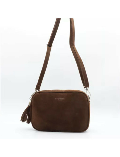 P397- Sac Zippé Pompon aspect Daim Flora & Co (marron)