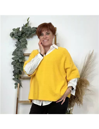 K545- Pull loose Crop-Top (Tu) (jaune)