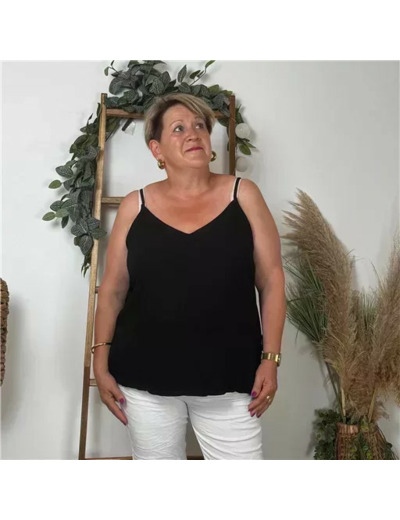 K233- Débardeur Maëlle dos brodé (T40-T48) (noir)