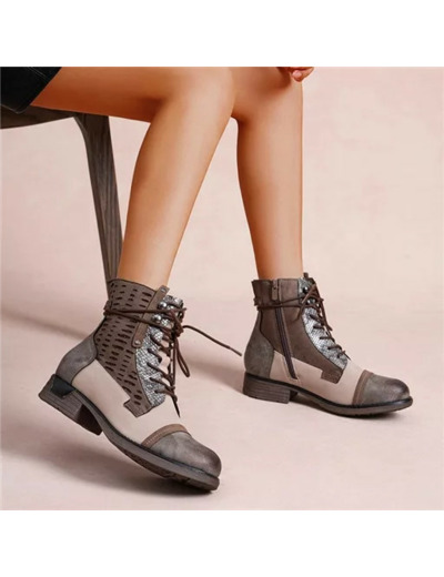R396- Bottine Patchwork (T36-T42) (kaki)