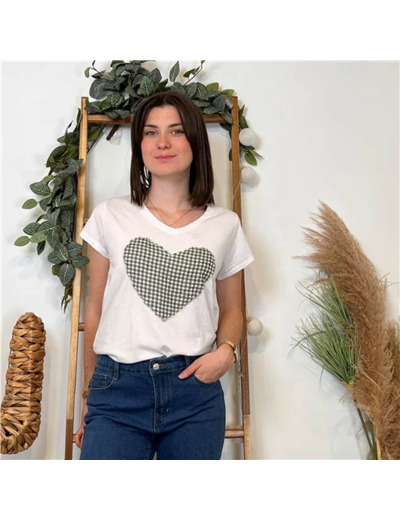 K165- T-Shirt « Vichy » (Tu) 🇮🇹 (fond blanc)