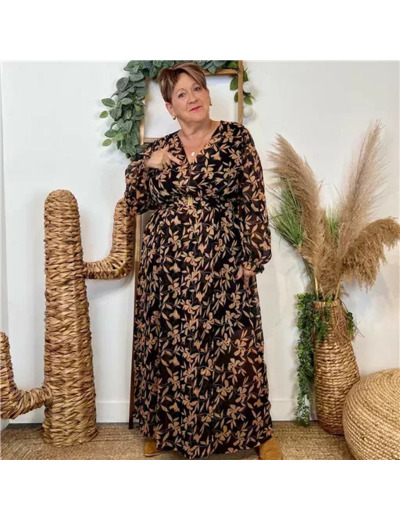 K077- Robe Maëlle fleurie (T40-T48) (noir)