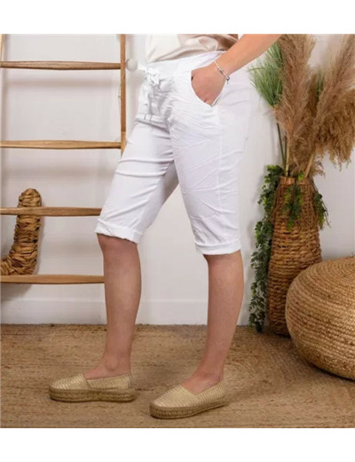 L729- Bermuda Coton Stretch (Tu) (blanc)