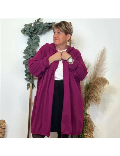 K837- Veste longue en coton (Gt) 🇮🇹 (fuchsia)