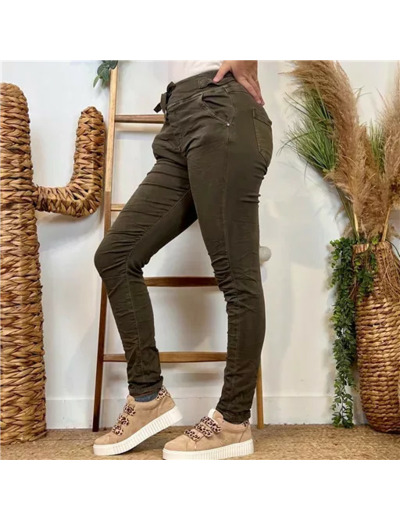 P070- Jean Melly.and.Co Taille élastiquée (Xs-Xl) (marron)