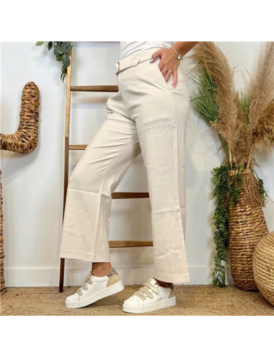 L752- Pantalon Tailleur Taille Haute (T36-T42) (ecru)