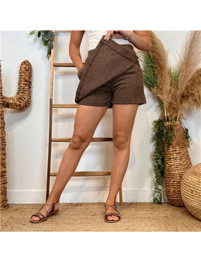 L747- Jupe short "By One" (T36-T40) (marron)
