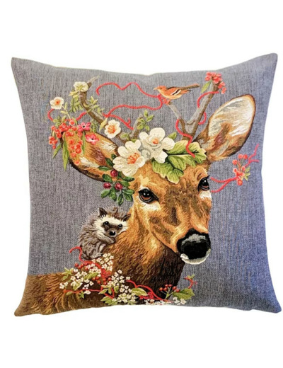 coussin cerf boisé