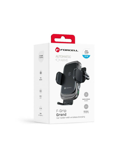 FORCELL F-GRIP Support de téléphone ajustable avec charge à induction pour grille de ventilation voiture