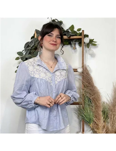 K553- Blouse « Version Féminin » (T36-T40) (bleu ciel)