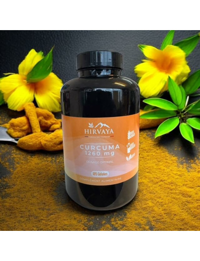 Curcuma 1260mg - Dosage Optimal (3 gélules maximum par jour) - 185 gélules Véganes pour 3 mois - Articulations, Digestion | Fabriqué en France