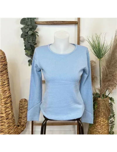 Y252- Pull Laine Cachemire "Tricotonic" (les T38&42) (bleu ciel)