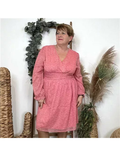 L0650- Robe trapèze bicolore (T40-T48) (rose pâle)